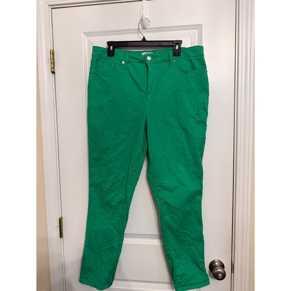 Crown & Ivy High Rise Skinny Crop Pants Kelly Green Size 16R Stretch